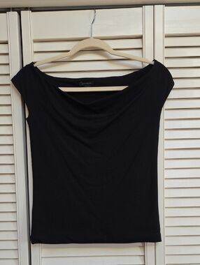 Ann Taylor Black Off-Shoulder Draped Camisole